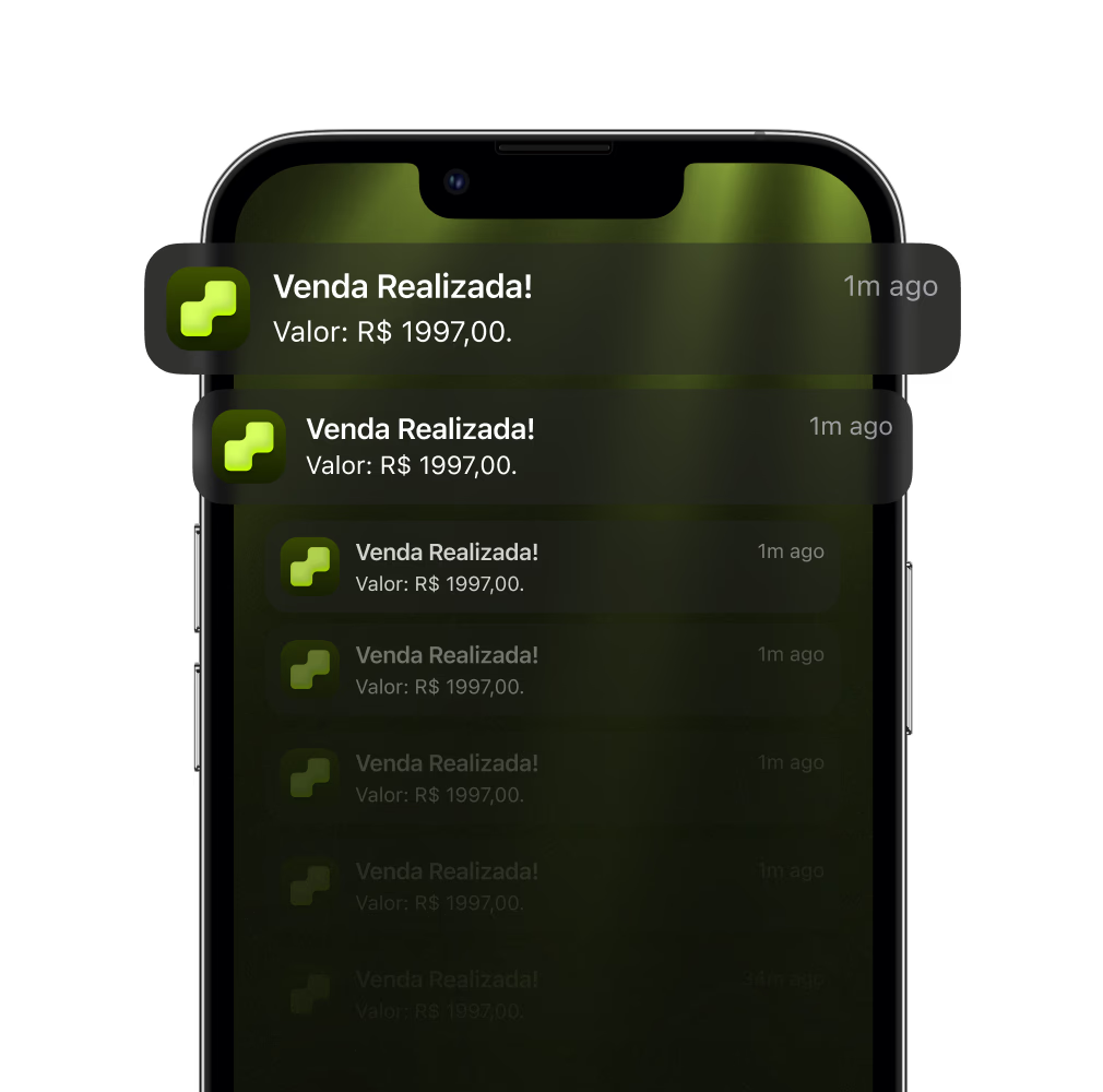 Notificações de Venda Realizada do app Hubla no celular