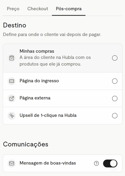Aba Pós-compra da oferta