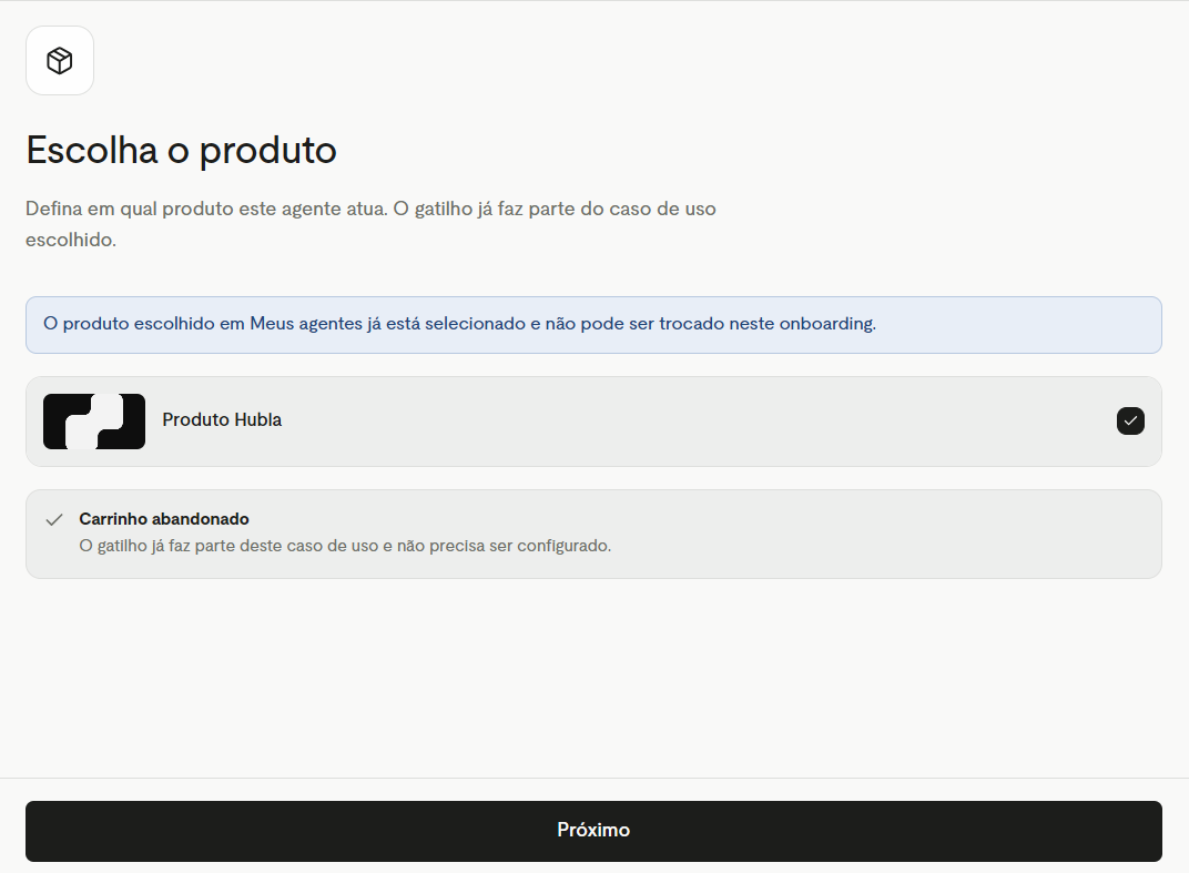 Etapa Escolha o produto