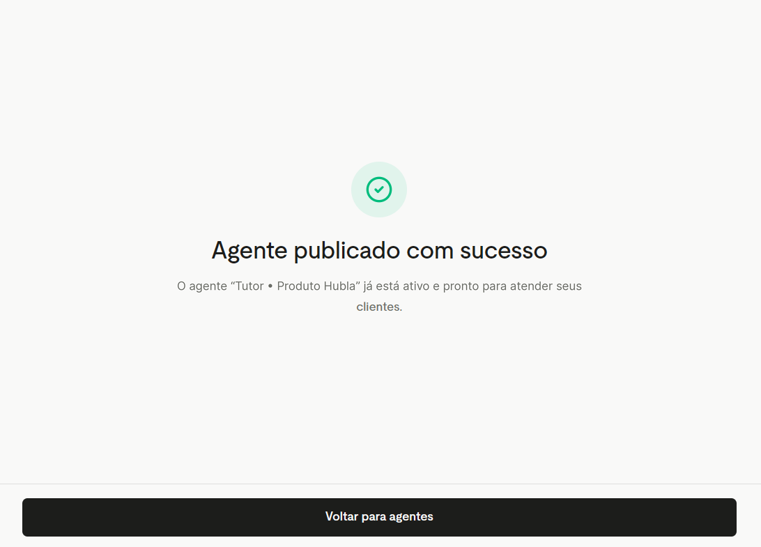 Tela Agente publicado com sucesso