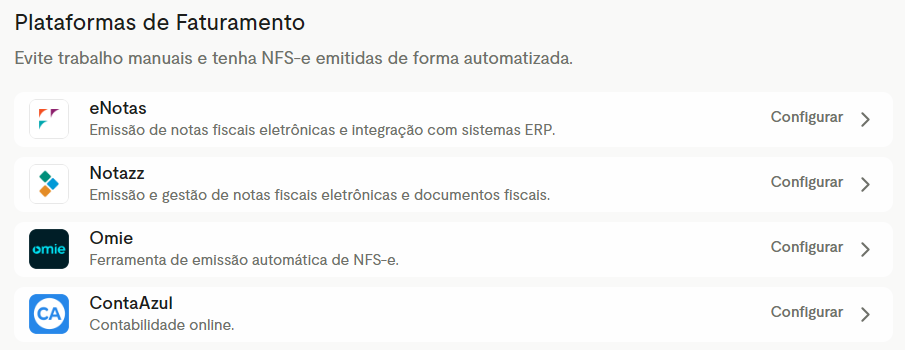 Plataformas de Faturamento: eNotas, Notazz, Omie e ContaAzul